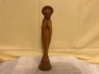 Vintage Wooden Hand Carved Virgin Mary Our Lady Madonna Statue Figurine 10.  75”