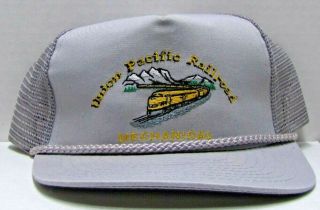 Union Pacific Railroad Mechanical Vintage Snap Back Mesh Hat Cap