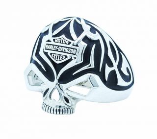 Harley - Davidson® Mens.  925 Silver Tribal Celtic Willie G Skull Signet Ring By Mo