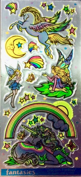 Vintage Stickers.  Illumination Fantasy Unicorn