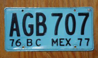1976 1977 Baja California Mexico License Plate