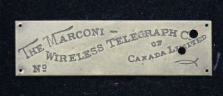 Antique Brass Machinery Name Plate The Marconi Wireless Telegraph Co.  Canada