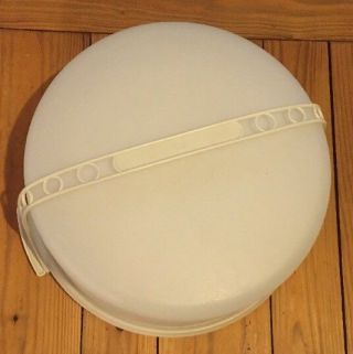 Vintage Tupperware Large Cake Taker Carrier Almond Base Handle Two Tier Stand