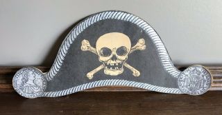 Vintage Halloween Beistle Honeycomb Skull & Bones Pirate Hat