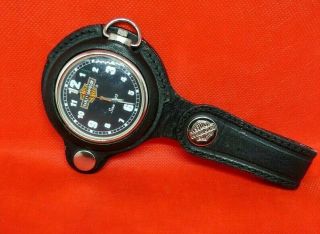 Vintage Harley Davidson Swiss Pocket Watch With Black Leather Belt Case D.  E