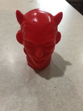 Vtg 60s Blow Mold Plastic Devil Head Satan Halloween Toy Decoration.