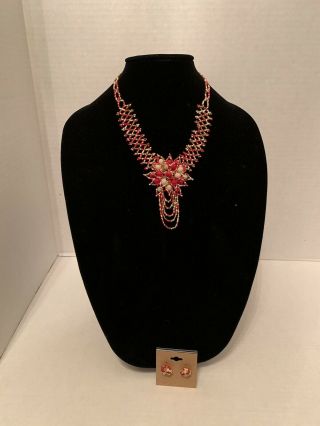 Handmade Necklace And Earrings Set Huichol