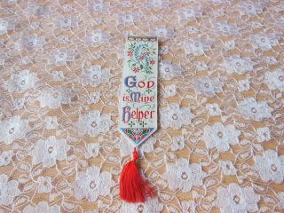 Victorian Embroidered/woven Silk Bookmark/religious Quote/morgan & Scott