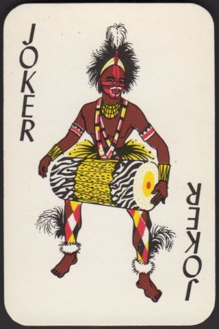Playing Cards 1 Single Joker Card Vintage African Native Tribal Warrior Drum Man