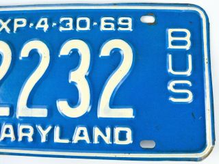 1969 (1960) Maryland MD License Plate School Bus Matching Set Pair Blue White 5