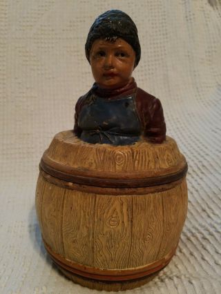 Vintage Antique Figural Tobacco Jar Humidor Johann Maresch Barrel Shape 3464