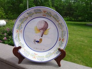 1819 FRENCH CERAMIC PLATE THE LAST ASCENT OF MME.  BLANCHARD EARLY BALLOONING 2