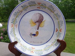 1819 FRENCH CERAMIC PLATE THE LAST ASCENT OF MME.  BLANCHARD EARLY BALLOONING 3