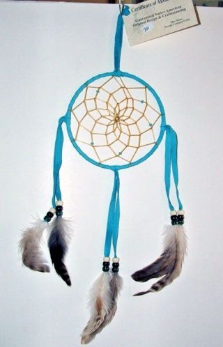 Dreamcatcher Native American Indian Navajo 5 " Dia Hoop Turquoise Blue 206