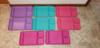 Tupperware 8 Divided Lunch Cafeteria Food Trays Camping Picnics No Scratches