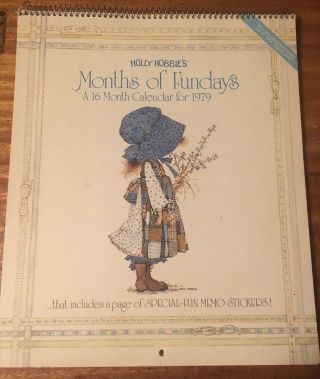 1979 Holly Hobbies “months Of Fundays” 16 Month Holly Hobbie Calendar Good Cond.