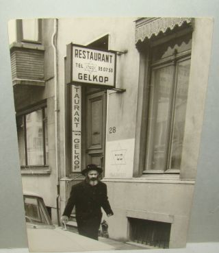 Jewish Judaica 1964 Rabbi Photo Belgium Antwerp Kosher Restaurant Gelkop
