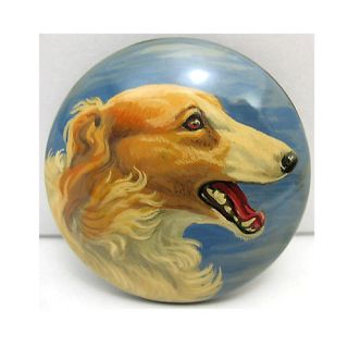 Russian Wolfhound Borzoi Hand Painted Lacquer Brooch Pin