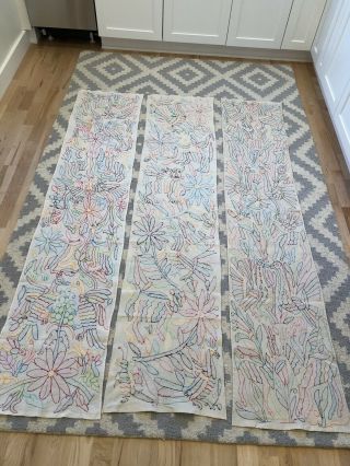 3 Gorgeous Authentic Mexican Otomi Mayan Art Embroidered Table Runners Set 2