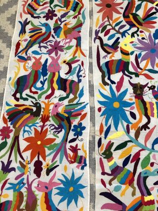 3 Gorgeous Authentic Mexican Otomi Mayan Art Embroidered Table Runners Set 4