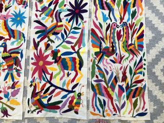 3 Gorgeous Authentic Mexican Otomi Mayan Art Embroidered Table Runners Set 5