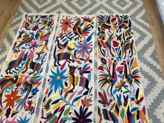 3 Gorgeous Authentic Mexican Otomi Mayan Art Embroidered Table Runners Set 6