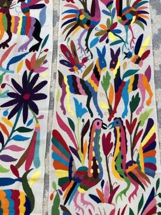 3 Gorgeous Authentic Mexican Otomi Mayan Art Embroidered Table Runners Set 7
