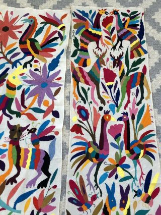 3 Gorgeous Authentic Mexican Otomi Mayan Art Embroidered Table Runners Set 8