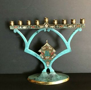 Vintage Antique Hanukkah Jewish Judaica Israel Chanukah Candle Holder Candelabra