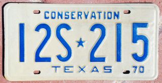 1970 Texas Conservation License Plate 12s - 215