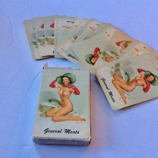 Vintage 1940’s Playing Cards Nude Pin Up Advertising Bigelow General Meats