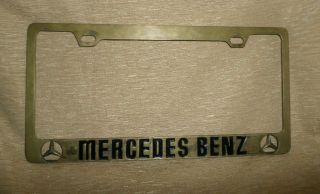 Vintage Mercedes Benz Brass Metal License Plate Frame Rare Htf Patina