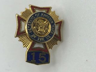 Vintage Vfw 15 Years Service Pin Veterans Of Foreign Wars Of U.  S.  A3