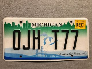Michigan License Plate Spectacular Peninsulas Embossed Ojh - T77 2010 Sticker