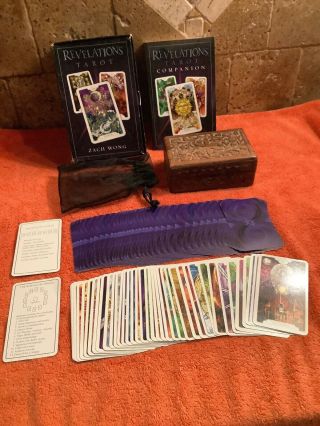 Revelations Tarot With Wooden Box - Bag - Book 80 Cards (2 Instruct) Estate Find