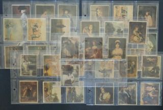 Canvas Masterpieces Issued In 1916 By R & J Hill Complete Set Of 40 Canvas Silks