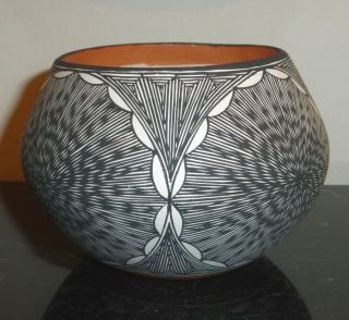 Pueblo Acoma Native American Pottery Bowl By Artist Roberta H.  Trujillo " Sky "