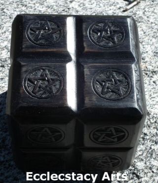 Pentacle Wooden Box Cube 6 " Square - Tarot Cards - Storage - Wicca - Metaphysical {: -)