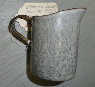 Rare Vintage Gray Mottled Graniteware 8oz.  Vinegar Measure Signed