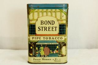 Vintage Bond Street 80 Year Vertical Pocket Tobacco Tin - Series 109 Tax Stamp