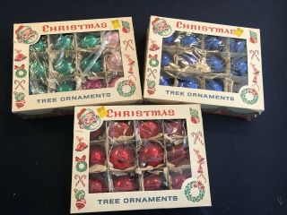 35 Vintage Christmas Glass Ornaments Blue Green Red Pink Poland