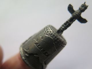 Pewter Thimble Totem Pole From Alaska Usa 3 Dimensional C1980s Made England