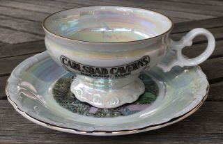 Vintage Souvenir Lusterware Tea Cup & Saucer Carlsbad Caverns Mexico State 2