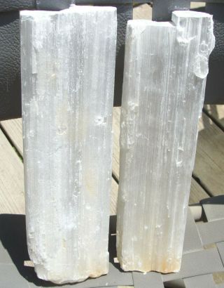 Selenite Wands/logs - Large - 2 Piece - 4 Lbs 4 Ounce Total Weight - Fantastic Deal