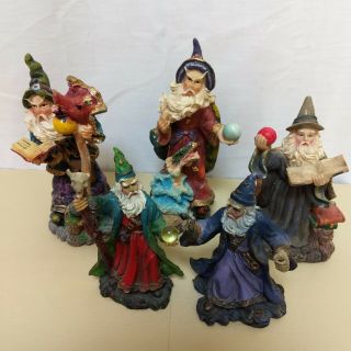 5 Wizard Figures - Fantasy Mythical Magical Dragon Decorations