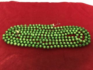 Vintage Bright Green Mercury Glass Feather Tree Christmas Garland 9 Ft X 3/8 "
