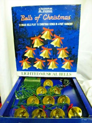 Vintage Mr.  Christmas Bells Of Christmas Lighted Brass Musical Bells