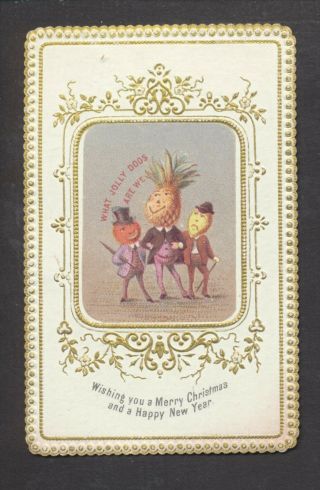 C4329 Victorian Goodall Xmas Card: Fruit Headed Gents