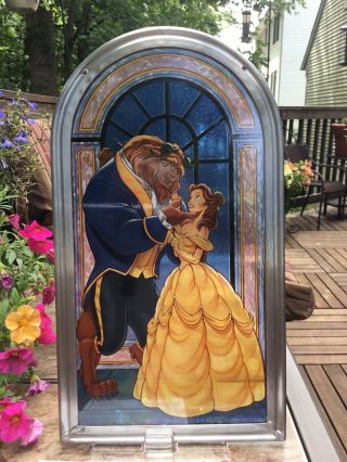 Disney Beauty And The Beast Le 2000 Stained Glass 12 Inches High