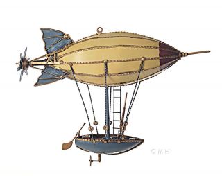 Steampunk 14 " Airship Blimp With Hanging Rowboat Assembled